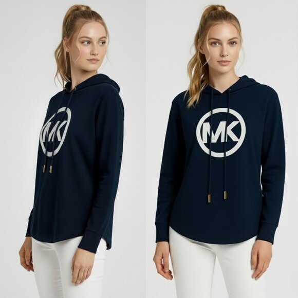 NWT Michael Kors Women’s OVERSIZED Hoodie in True Blue – Size S - Picture 1 of 16